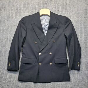 Vintage Mappelli de Milano Blazer Mens 39 Black Wool Double Breasted Gold Crest